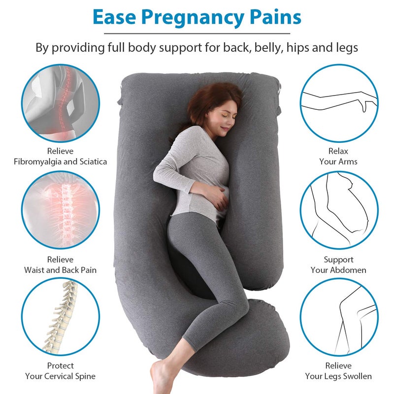Victostar Pregnancy Pillow,57 inches U Shaped Maternity Pillow with Removable Cover Full Body Pillow Support for Back, HIPS, Legs, Belly (Dark Gray) - Image 2