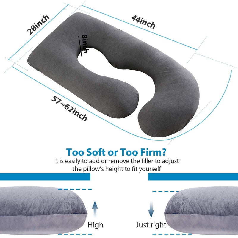 Victostar Pregnancy Pillow,57 inches U Shaped Maternity Pillow with Removable Cover Full Body Pillow Support for Back, HIPS, Legs, Belly (Dark Gray) - Image 4