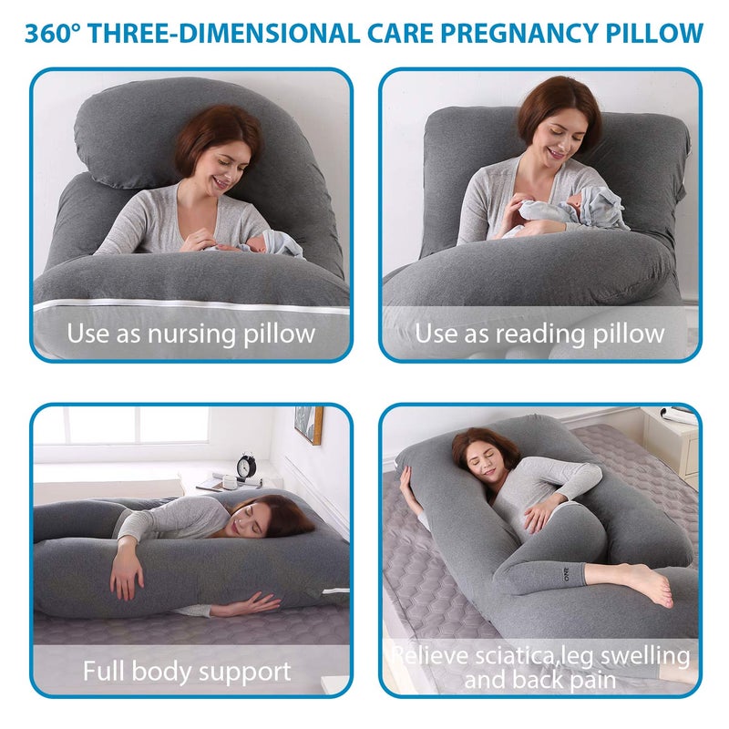 Victostar Pregnancy Pillow,57 inches U Shaped Maternity Pillow with Removable Cover Full Body Pillow Support for Back, HIPS, Legs, Belly (Dark Gray) - Image 5
