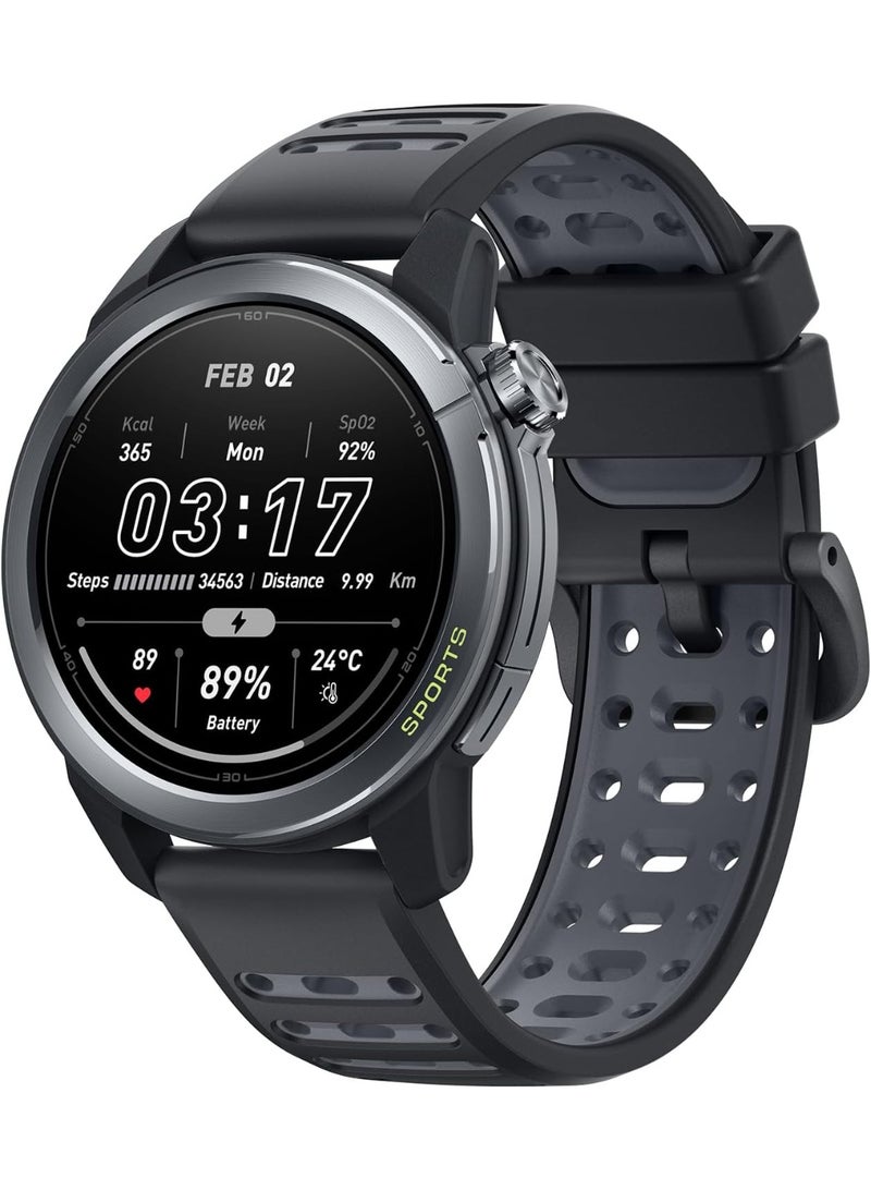 ميبرو ساعة ذكية Mibro GS Active 2 للجري مع نظام تحديد المواقع، 5 ATM، شاشة AMOLED UHD - رمادي داكن - Image 1