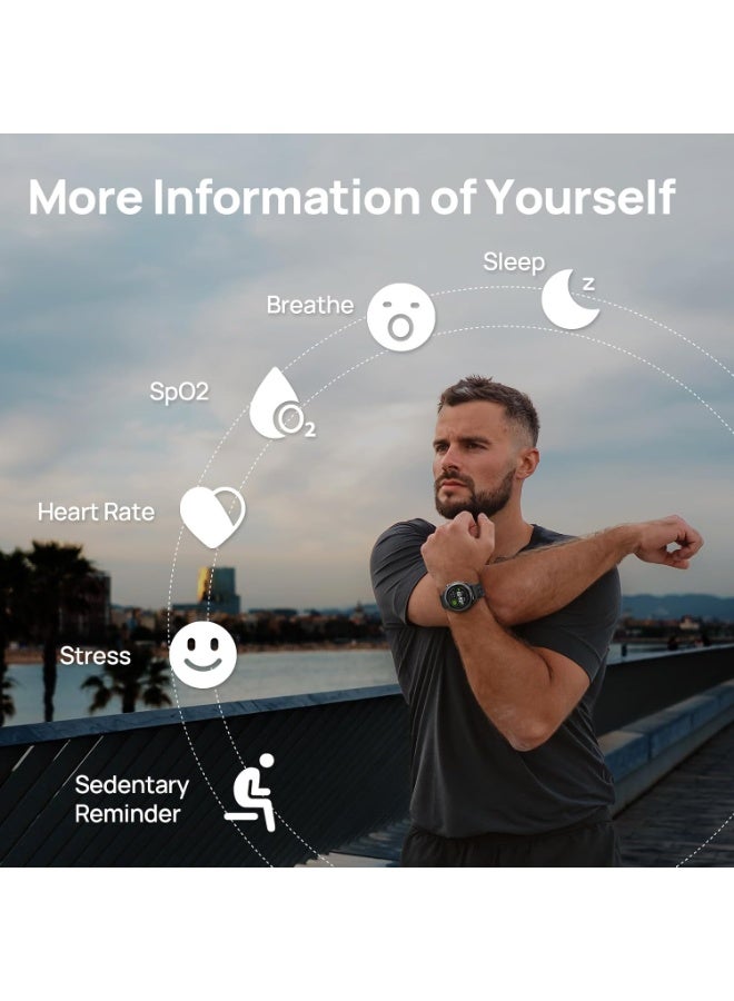 ميبرو ساعة ذكية Mibro GS Active 2 للجري مع نظام تحديد المواقع، 5 ATM، شاشة AMOLED UHD - رمادي داكن - Image 4