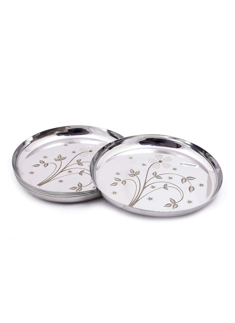 Coconut Coconut Stainless Steel Heavy Guage Laser Apple Plates Round Dinner Plates - 6 Pcs Set  - Image 3