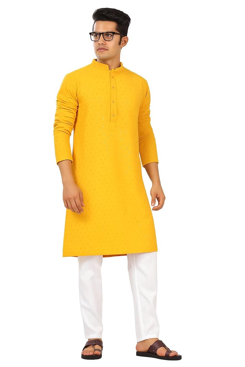 SWAGG INDIA كُرتا مزخرف بالزهور من مزيج الرايون للرجال | ملابس تقليدية - Image 1