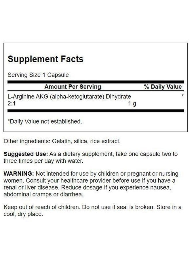 Swanson Amino Acid Maximum Strength Arginine Akg Nitric Oxide Enhancer 1000 Milligrams 90 Capsules - Image 2