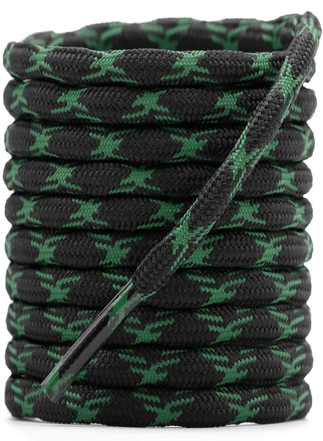 DELELE 2 Pair Round Wave Shape Non Slip Heavy Duty and Durable Outdoor Climbing Shoelaces Hiking Shoe Laces Shoestrings, 13 Black&green, 47 inch (120CM) - Image 1