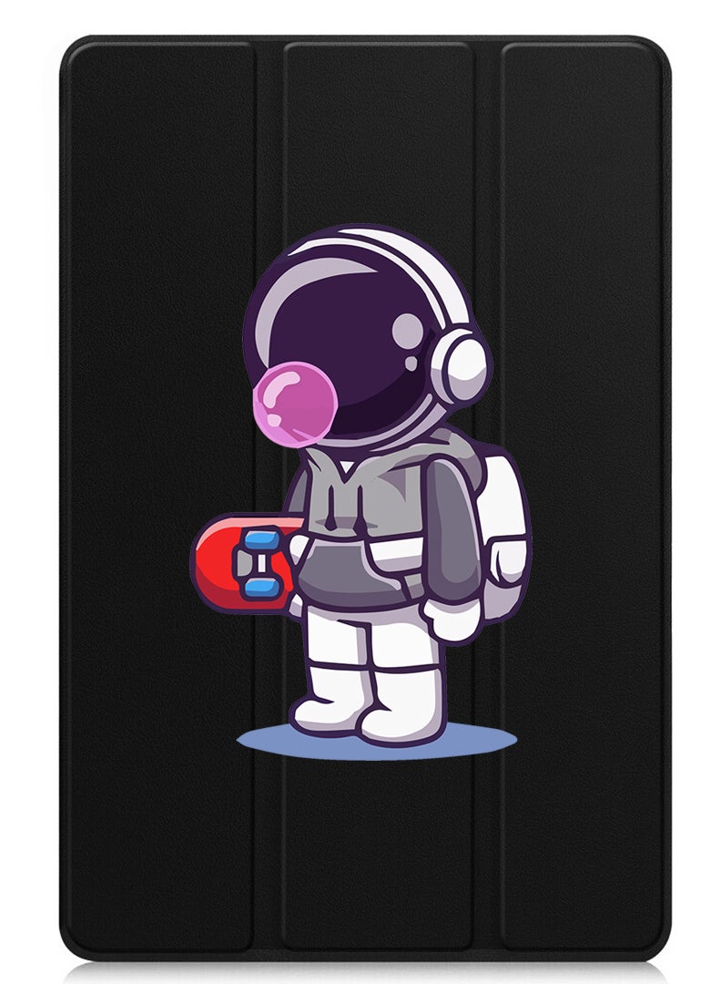 Theodor Protective Flip Case For Apple iPad mini 7th Generation (A17 Pro 2024 / Mini 6 2021 6th Generation) With Trifold Stand Auto Wake Sleep Shockproof Cover Astronaut holding skateboard - Image 1
