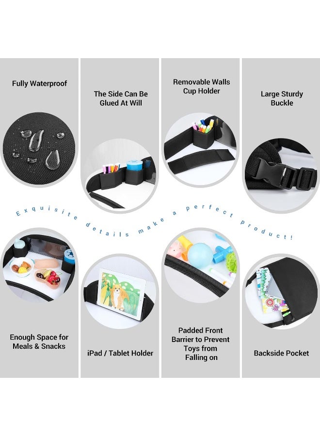 COOLBEBE صينية سفر COOLBEBE للأطفال لمقاعد السيارات والطائرات - طاولة حضن للأطفال للأنشطة أثناء السفر (أسود-1) - Image 4
