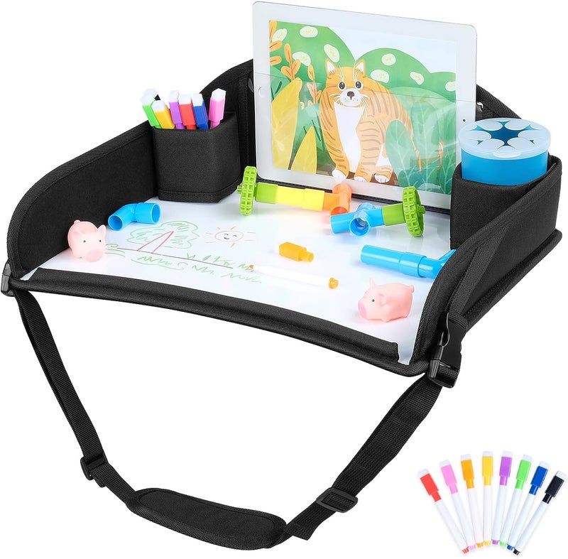 COOLBEBE صينية سفر COOLBEBE للأطفال لمقاعد السيارات والطائرات - طاولة حضن للأطفال للأنشطة أثناء السفر (أسود-1) - Image 1