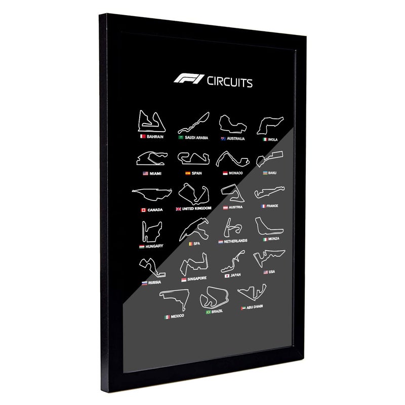 FRAMEO STORE Formula 1 circuits glass framed poster F1 circuits wall art poster A3 size 12 X 18 Inches - Image 2