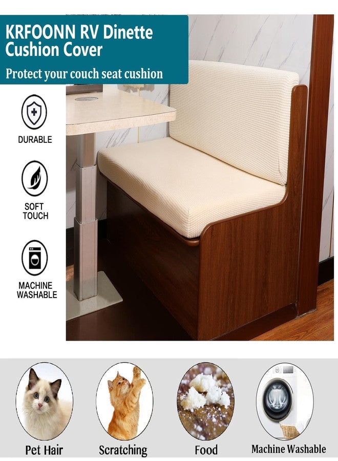 KRFOONN RV Dinette Cushion Covers - Stretch Camper Cushions Replacement Couch Cushion Slipcovers (Washable Loveseat Slipcovers for Travel Trailer Couch, 2 Backrest & 2 Bench Covers, Beige) - Image 5