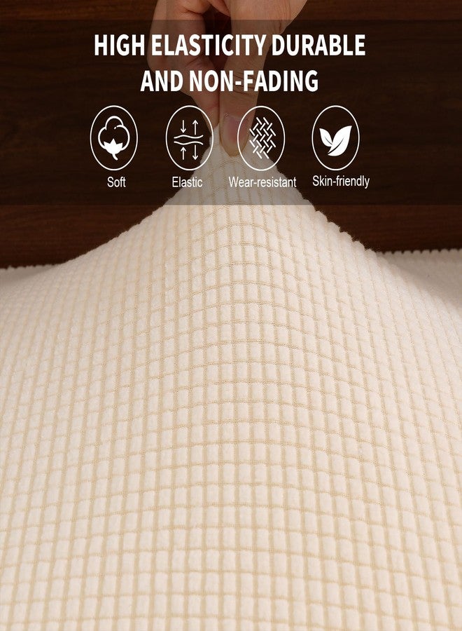 KRFOONN RV Dinette Cushion Covers - Stretch Camper Cushions Replacement Couch Cushion Slipcovers (Washable Loveseat Slipcovers for Travel Trailer Couch, 2 Backrest & 2 Bench Covers, Beige) - Image 4