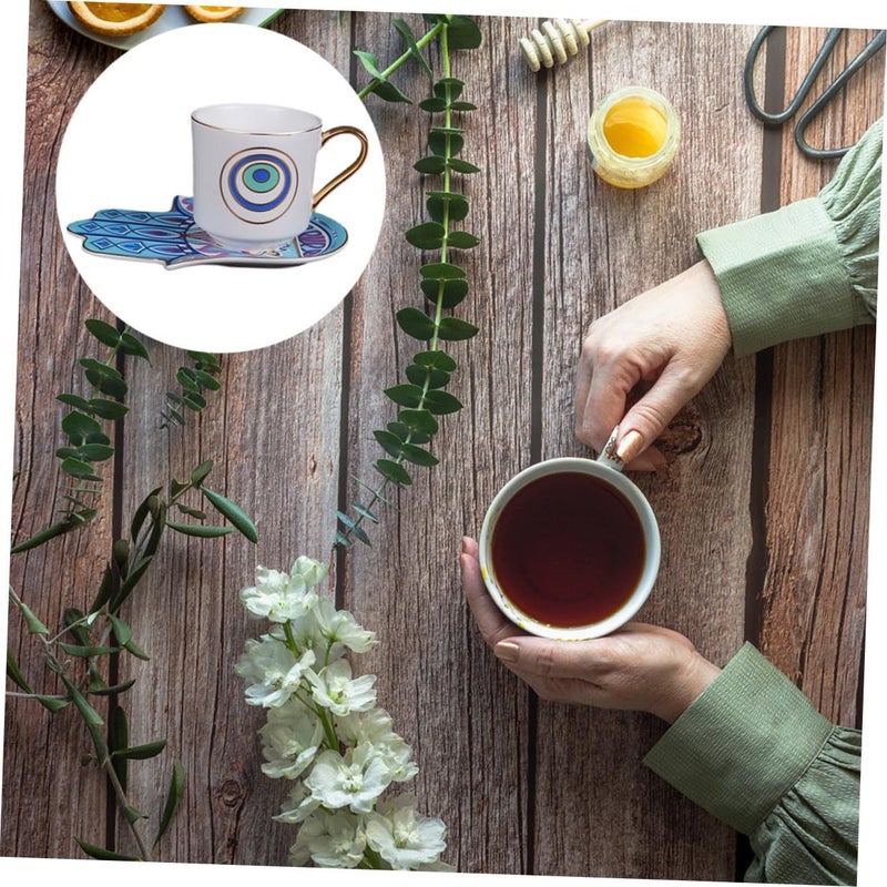 Turkish Evil Eye Ceramic Coffee Cup Saucer Set For Home Kitchen - Image 3