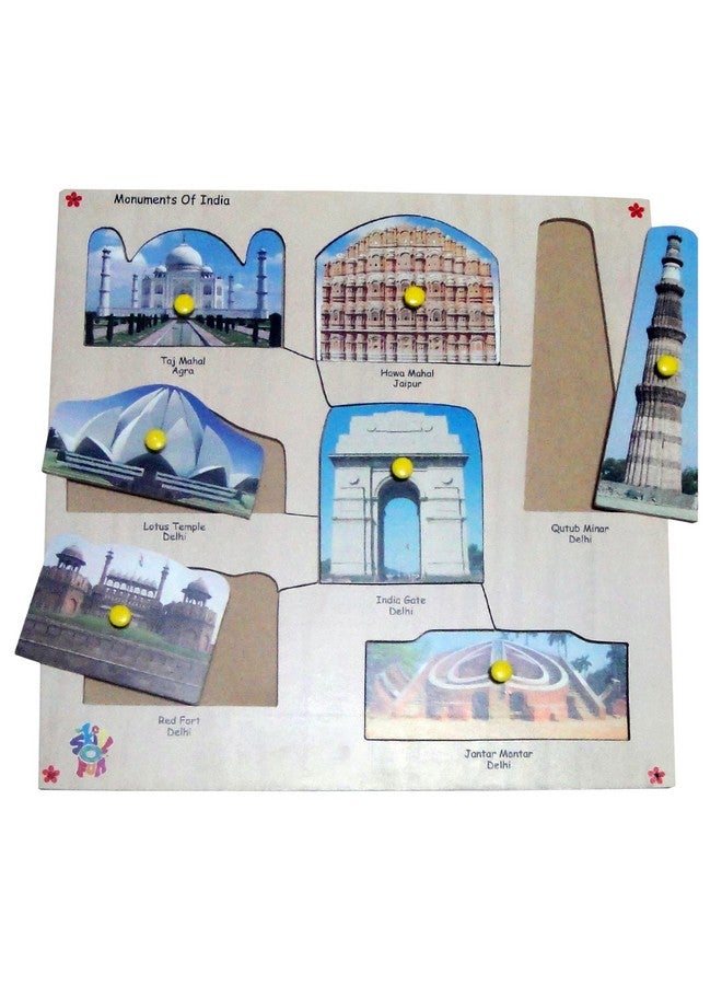 Skillofun Skillofun King Size Identification Tray - Engage Children in Learning | Features Ten Indian Monument Pieces | Descriptive Information | Develop Motor Skills | Educational Self-Corrective Puzzle