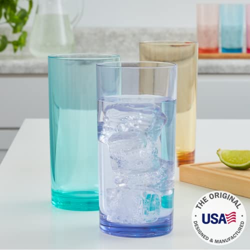 US Acrylic Classic Plastic Reusable Drinking Glasses (Set of 6) 16oz Water Cups Assorted Colors | BPA-Free Tumblers, Made in USA | Top-Rack Dishwasher Safe - Image 2