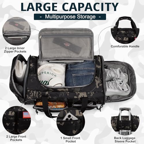 ATRIPACK Tactical Gym Bag for Men，50L Large 3 in 1 Sports Duffle Bag with Shoes Compartment for Travel,Water Resistant Travel Backpack Weekender Overnight Bag with Wet Pocket for Women - Image 3