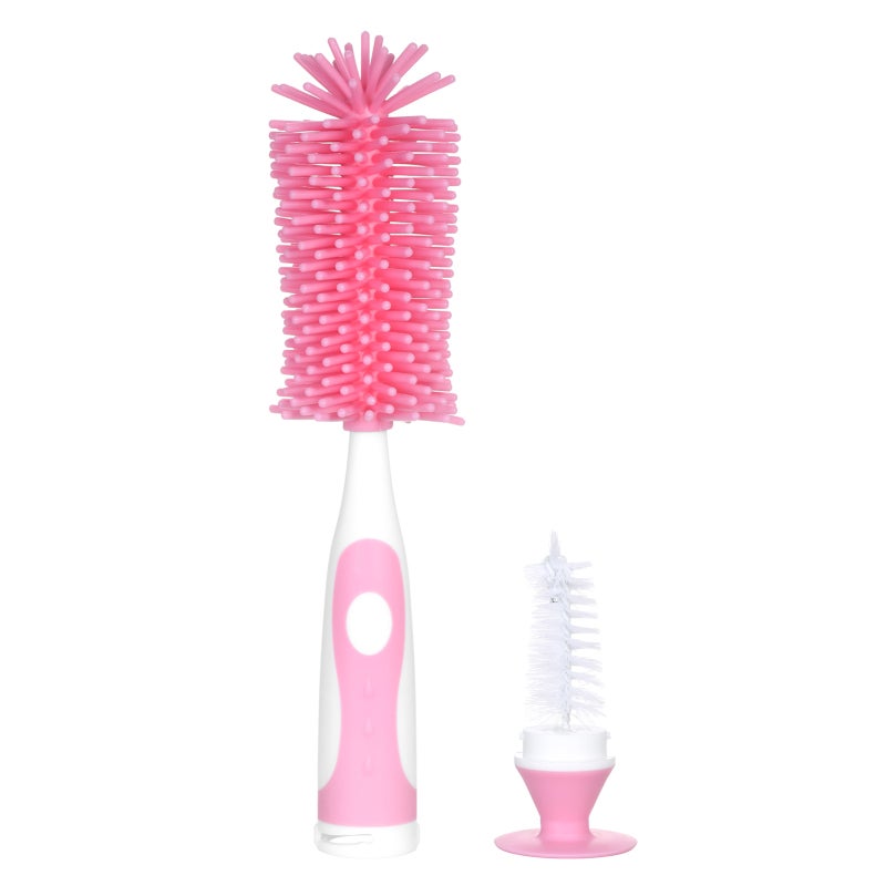 Silicone Bottle Brush: 360 Degree Soft Bristles - Scratch-Free Detachable Small Brush Long Handle With Non-Slip Design for Baby Bottle Cleaning, Hard-To-Reach Corners - Image 1