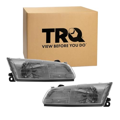 TRQ مجموعة مصابيح أمامية جانبي السائق والراكب TRQ متوافقة مع تويوتا كامري 1997-1999 TO2502117 TO2503117 - Image 1
