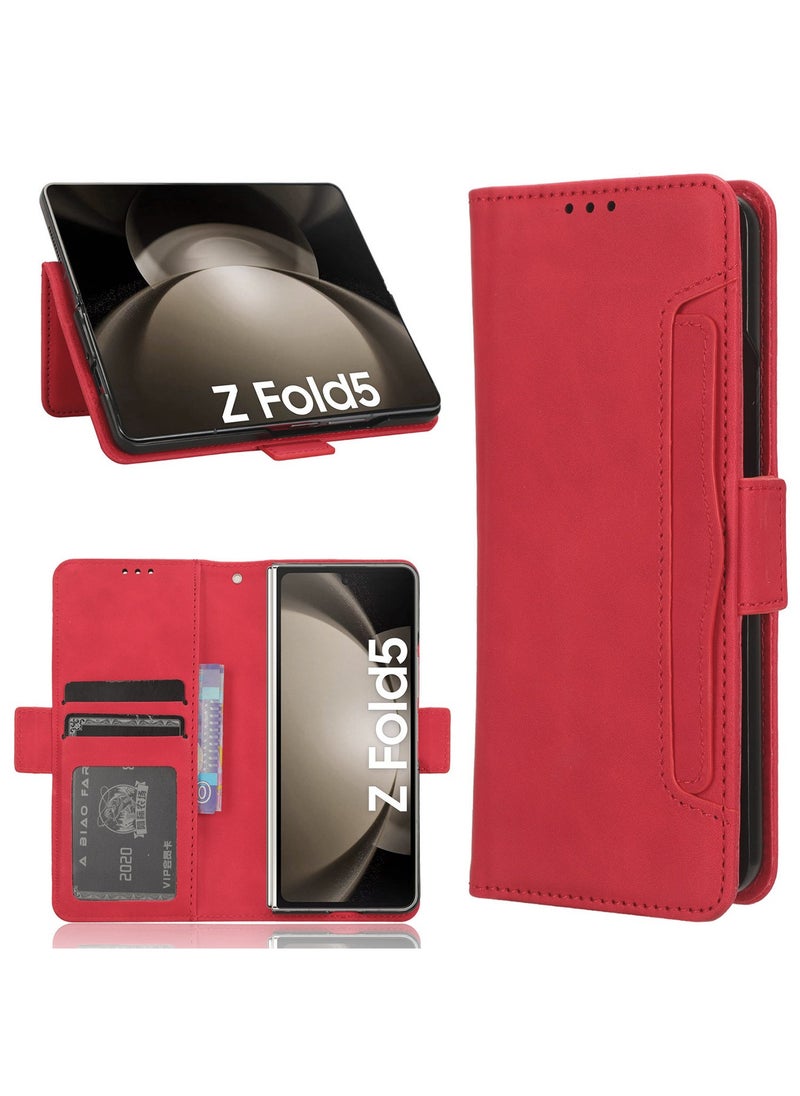 Wallet Case for Samsung Galaxy Z Fold 5 Case with Pen Holder, PU Leather Cover with Card Holders, Wireless Charging Flip Magnetic Back Accessories Compatible for Z Fold 5 [Not Include the Pen]