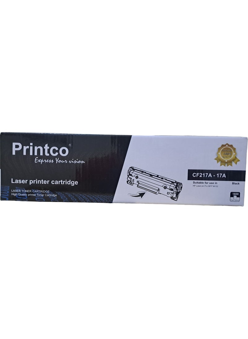 برينتكو خرطوشة حبر 17A متوافقة باللون الأسود مع شريحة لطابعات HP CF217A 17A LaserJet Pro M102A M102W MFP M130A. - Image 2