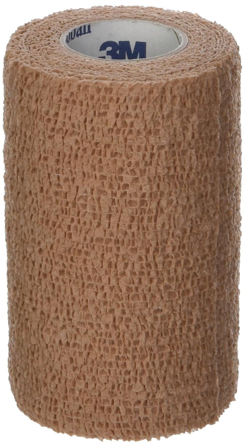 3M Coban SelfAdherent Wrap Self Adherent Wrap Used to Secure Dressings and Other Devices Compress or Protect Wound Sites and Immobilize Injuries Tan 4x 5yds Box of 18 Rolls
