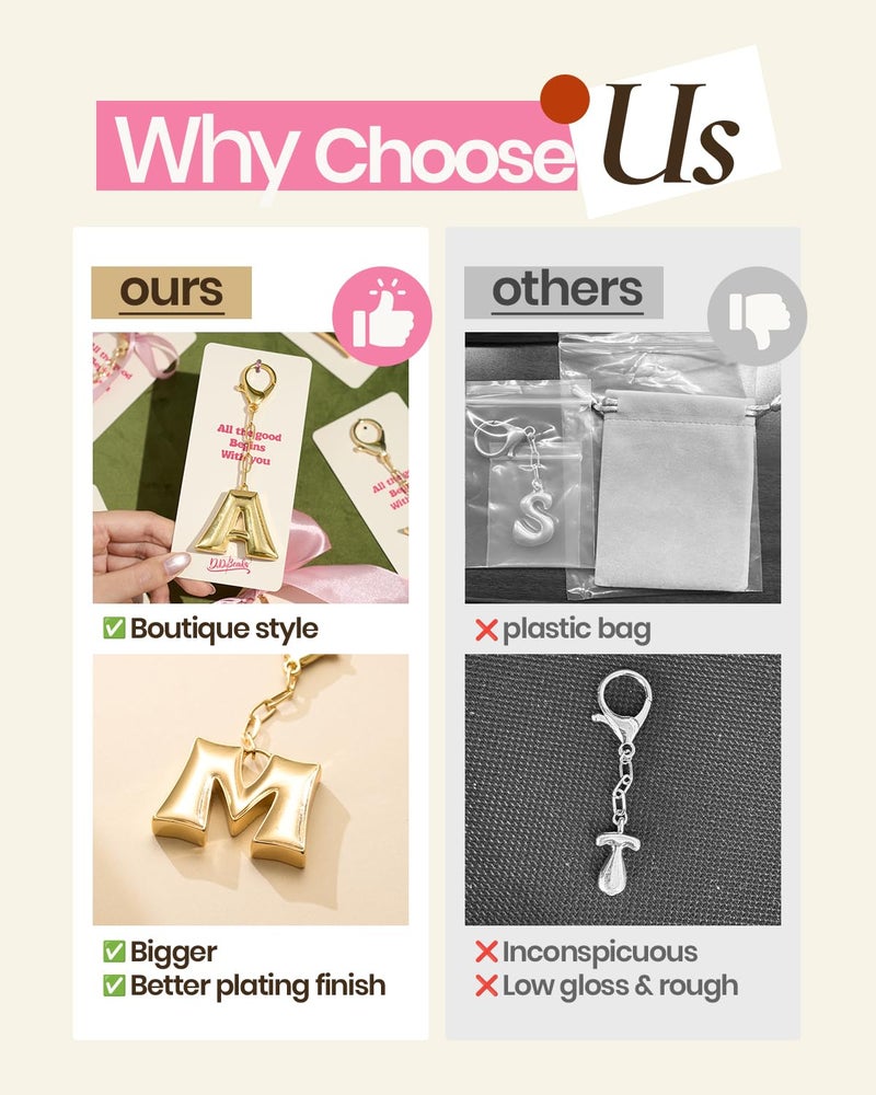 DoDoBeads Initial Keychains, Initial Bag Charms for Handbag, Gifts for Women Mom, Mothers Day Gifts, Ideal Stocking Stuffers, M - Image 4