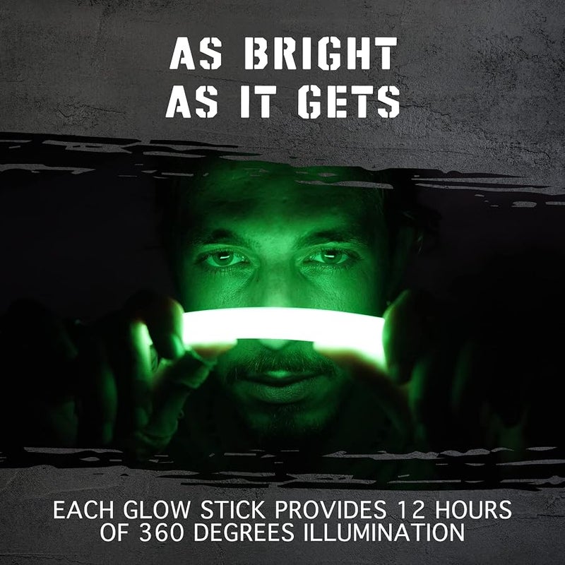 Glow Mind Green Emergency Glow Sticks - Ultra Bright Long Lasting Industrial Grade Glowsticks for Survival Gear, Camping Lights, Power Outages and Military - Image 3