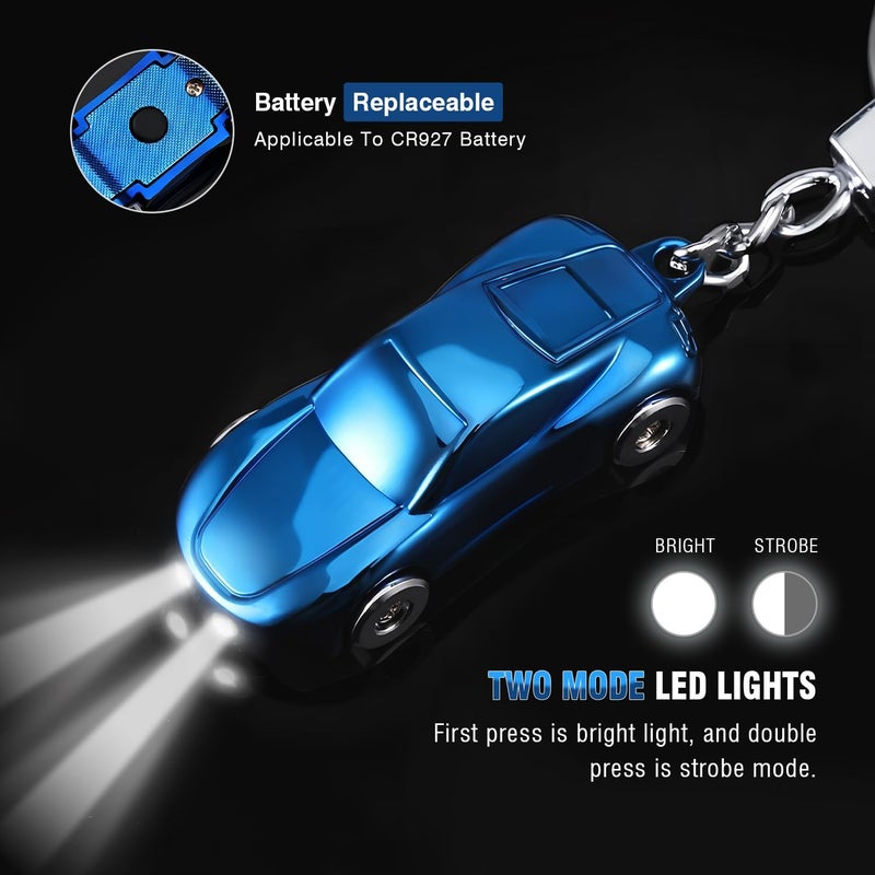 SOMGEM Creative Key Chain Car Keychain Flashlight with 2 Modes LED Lights 2 in 1 Car Key Chain Ring for Office Backpack Purse Charm,Great Gift for Men or Women - Image 2