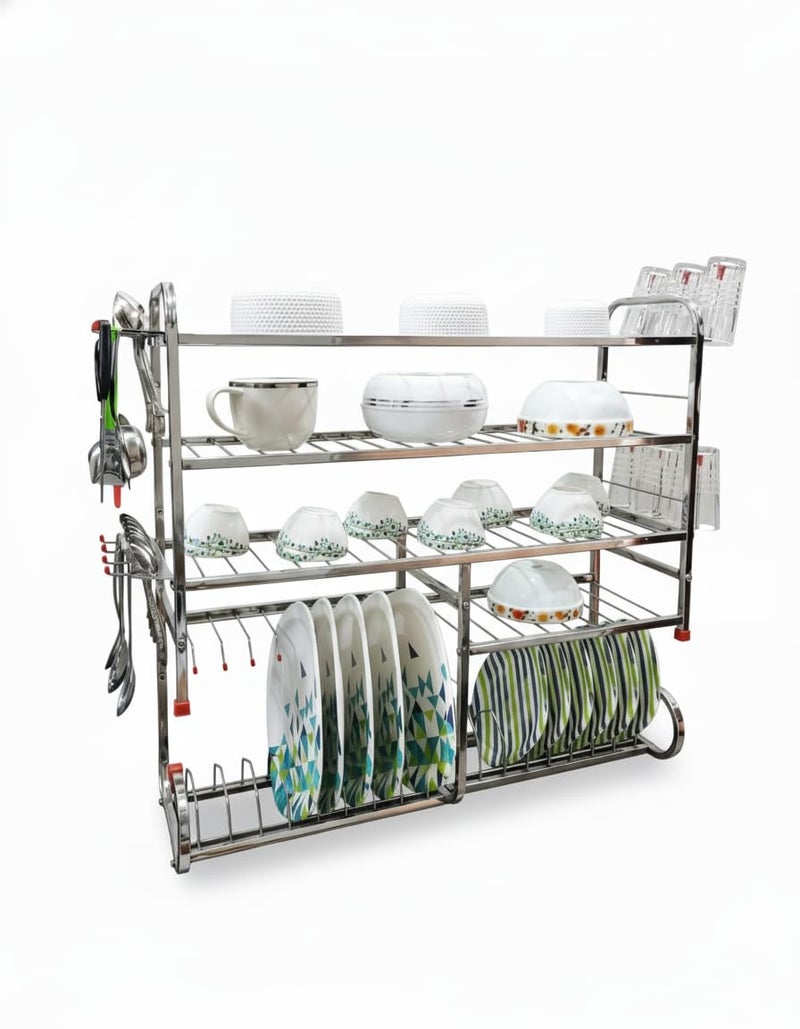 Homify Kitchen Dish Rack | Wall Mounted | 5 Shelves | Stainless Steel Utensil Rack| Holds 18+ Plates | Space-Saving | Rustproof | Easy Assembly (28.5 X 28.5 INCH) - Image 2