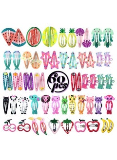 60Pcs baby girls hair clips animal pattern metal snap pins cartoon design hairpins for kids toddlers lovely accessories