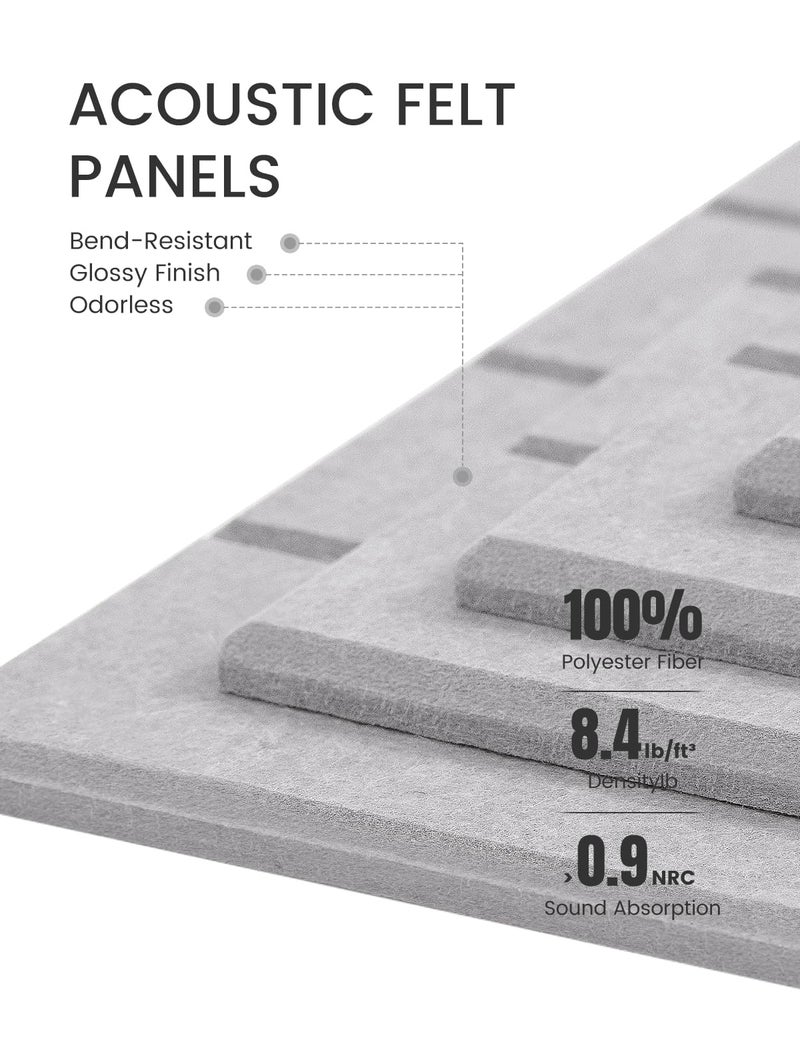 Fluxynara Felt Bulletin Board Tiles -28"x18" with 40 Adhesive Tabs, Cork Board Alternative for Office Decor, Push Pin Board Wall Organizer 6-Pack (Soft Gray) - Image 3