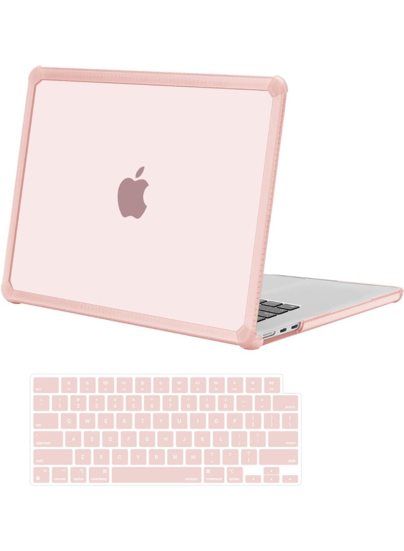 Laptop Case for MacBook Air 15 inch, Hard Shell Laptop Cover with Keyboard Cover, TPU Bumper Protective Mac-Book Skin, Anti-Cracking  Anti-Fingerprint Design for Office, School Use (Pink) - Image 1