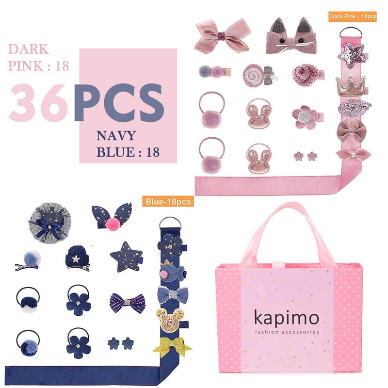 kapimo 36 pcs Hair Clips for Baby Girls Toddlers Assorted Stylish Fashion Kids Hair Accessories Gift Set Box - Image 2