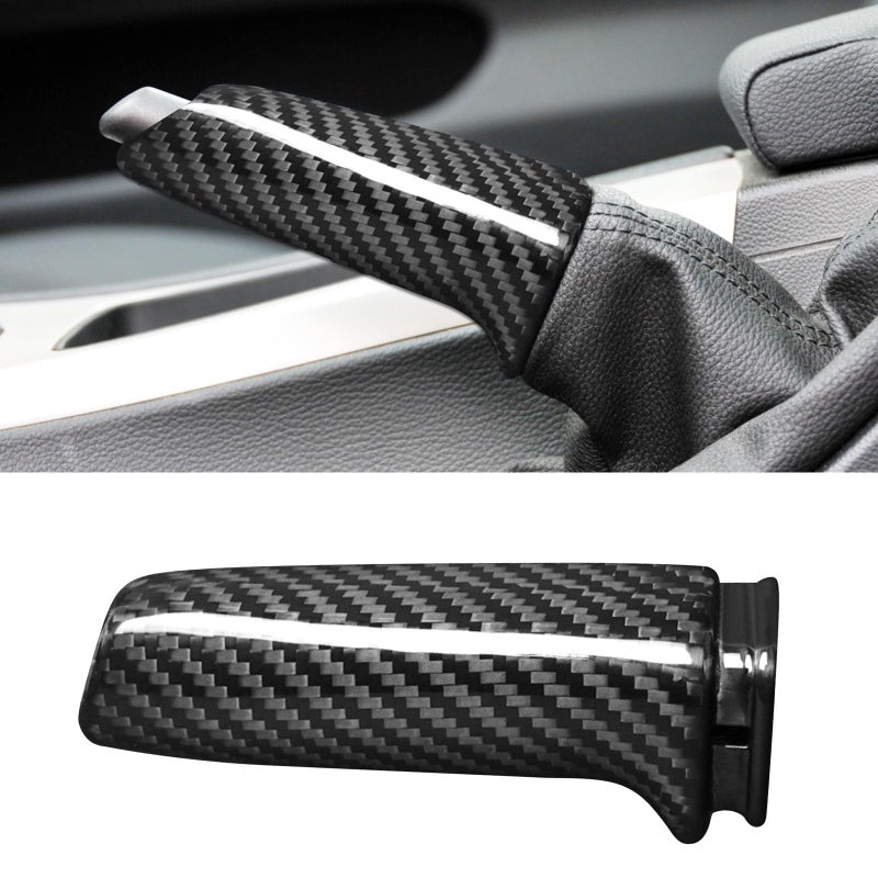 BLAKAYA Compatible with Carbon Fiber Original Car Handbrake Cover Set Automotive Shift Lever Modified Protection Decoration for BMW E46 E90 E92 F30 F32 F80 Black - Image 2