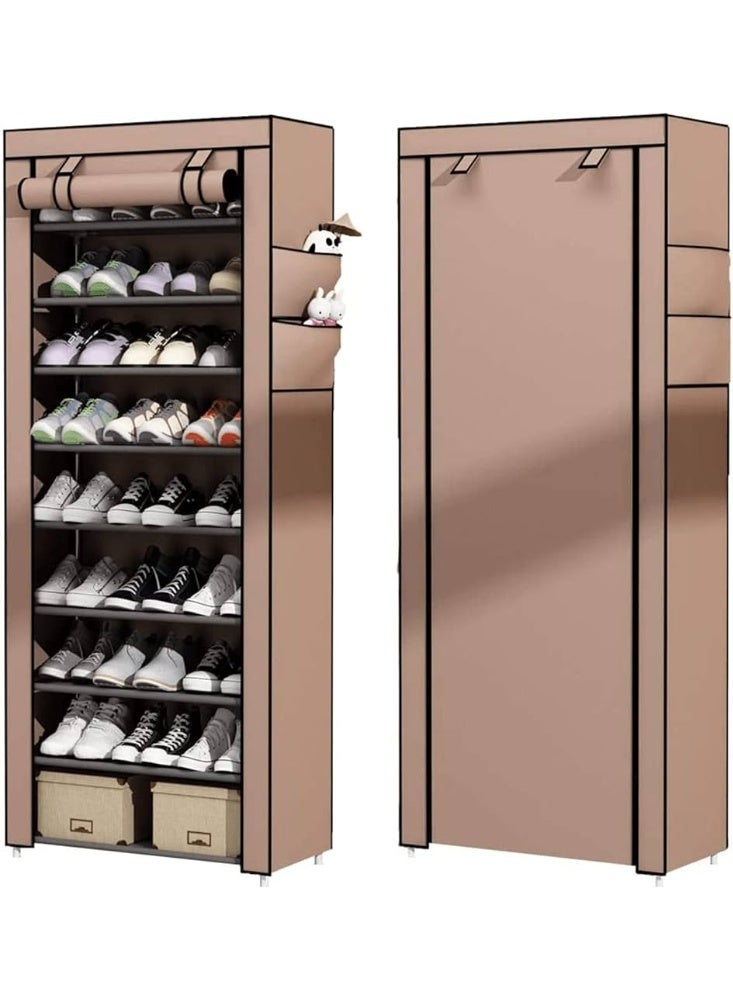 خزانة أحذية متعددة الطبقات مع غطاء قماشي أنيق لتخزين وتنظيم الأحذية - Image 3