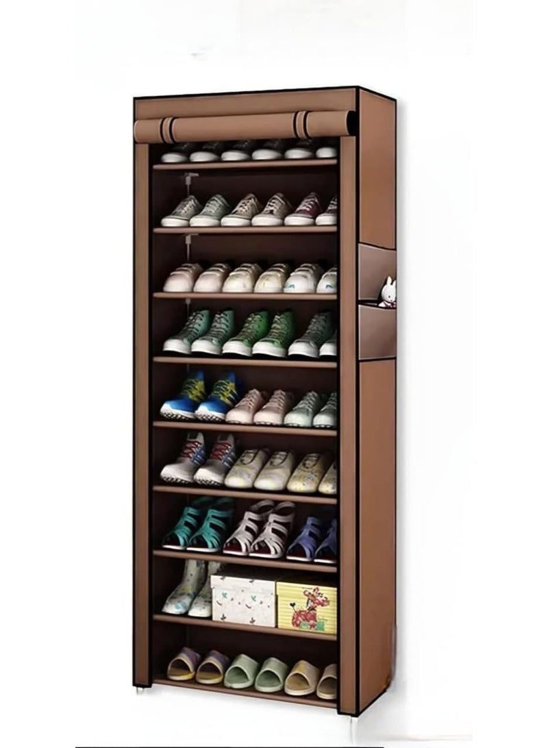 خزانة أحذية متعددة الطبقات مع غطاء قماشي أنيق لتخزين وتنظيم الأحذية - Image 1