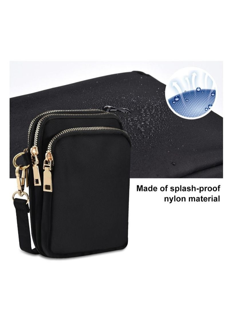 Nylon Three-Layer Diagonal Bag - Black - Image 5