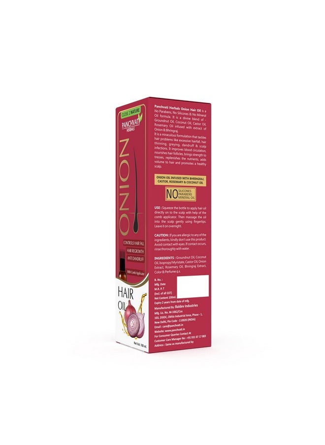 Panchvati Herbals Onion Oil With Comb Applicator- Reduces Hair Fall, 100Ml (Pack Of 2)  - Image 2