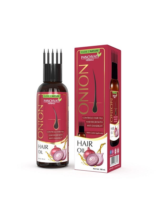 Panchvati Herbals Onion Oil With Comb Applicator- Reduces Hair Fall, 100Ml (Pack Of 2)  - Image 1