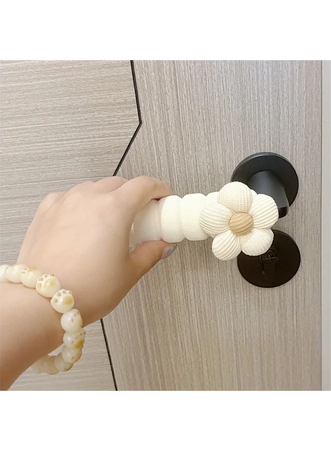 Coffee Door Stopper Set 2pcs Cushioned Handle Covers Prevent Wall Marks Floral Design - Image 5