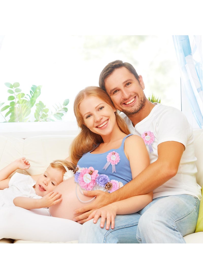 KASTWAVE Teddy Bear Maternity Sash & to Be Corsage Pin Set, Maternity Sash Belt Mom to Be Daddy to Be Corsage Pins Baby Shower Decoration Pregnancy Photo Props Keepsake Gifts - Image 4