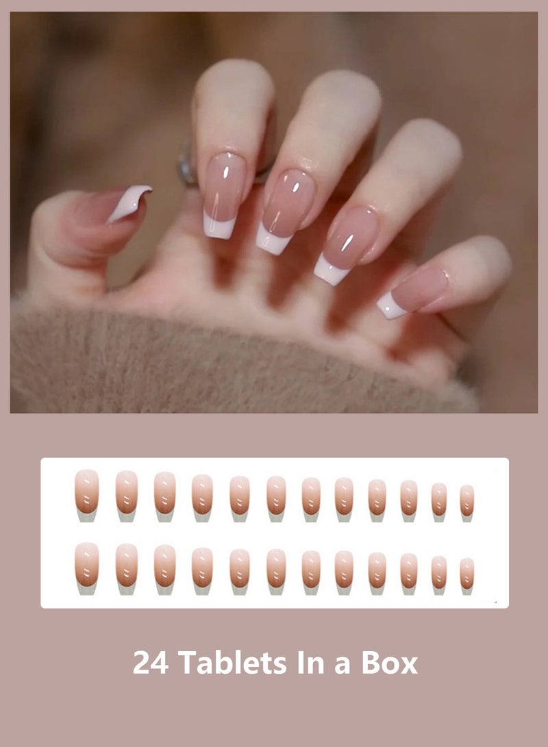 24 Pieces False Nails Set,Universal European And American Manicure, Detachable Nail Stickers - Image 1