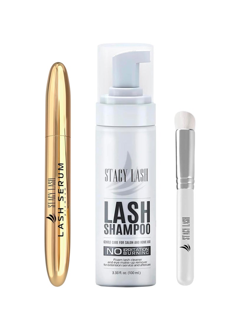 Stacy Lash - STACY LASH Lash Shampoo 100ml Eyelash Growth Serum Eye Makeup Remover  Lash Serum for Eyelash Growth and ThicknessLash Cleaning Kit of Lash Cleanser  Brush  Eyelash Serum to Grow Lashes - Image 1