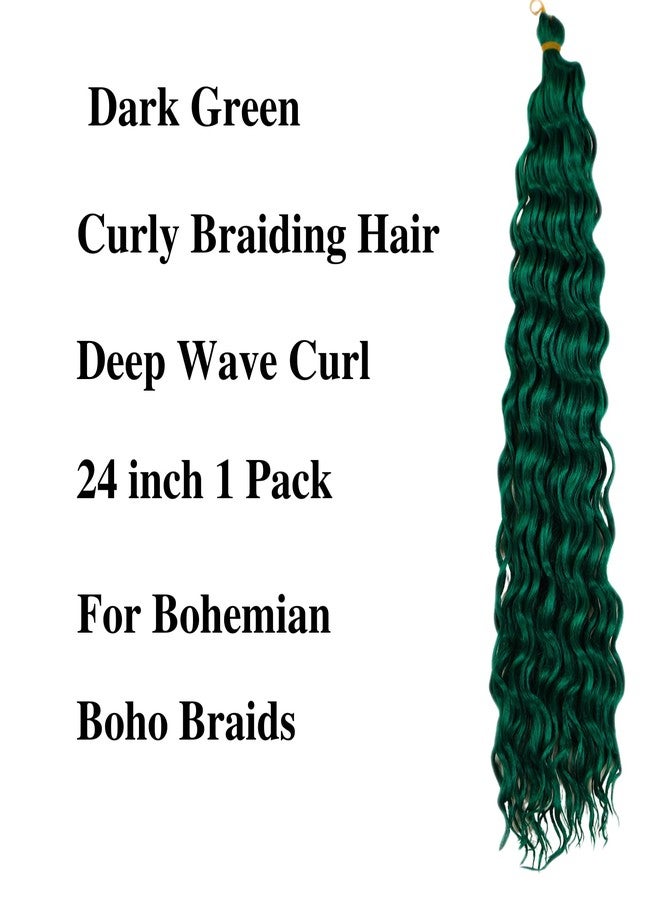 Leticia Green Braiding Hair Pre stretched Dark Green Boho Hair for Braiding Hypoallergenic Ez Braid Curly Deep Wave Crochet Boho Braids - Image 4