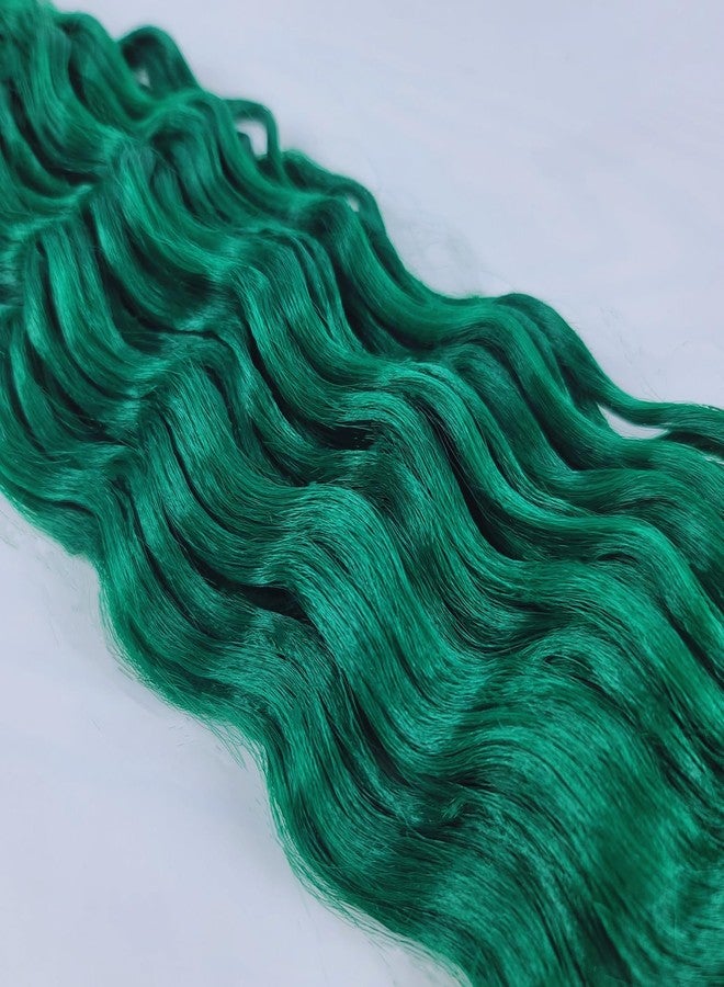 Leticia Green Braiding Hair Pre stretched Dark Green Boho Hair for Braiding Hypoallergenic Ez Braid Curly Deep Wave Crochet Boho Braids - Image 5