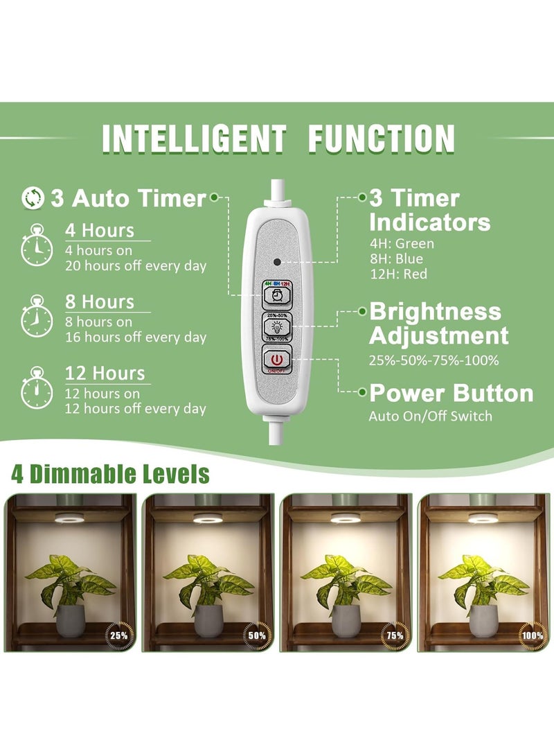 موثوقية التنبؤ السقف ينمو ضوء للنباتات الداخلية ، 144 LED الطيف الكامل ، 5V الجهد الآمن ، 4 مستويات سطوع قابلة للتخفيف مع 4/8 / 12H توقيت تلقائي ، 3 حزمة - Image 5