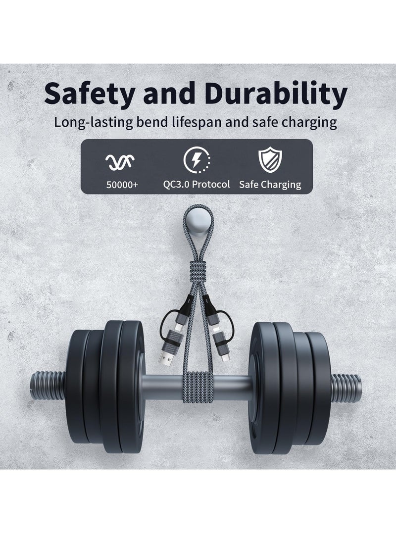 SOLARAE كابل شاحن USB C، 60W/3A USB C إلى محول USB مع منافذ iOS/Type C/USB A 4 في 1 لجهاز iPhone 15 14 13 Pro Max iPad Samsung S24 S23 Ultra Z Flip 5 كابل متعدد USB إلى USB C، أسود - Image 3