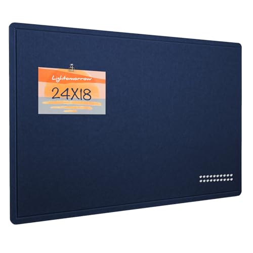 Lightomorrow Bulletin Board 24 x 18 inches Felt Board Decorative Pin Board Cork Board Alternative for Wall Foldable Photo Board SelfAdhesive Vision Board with 20 Pushpins Dark Blue - Image 1
