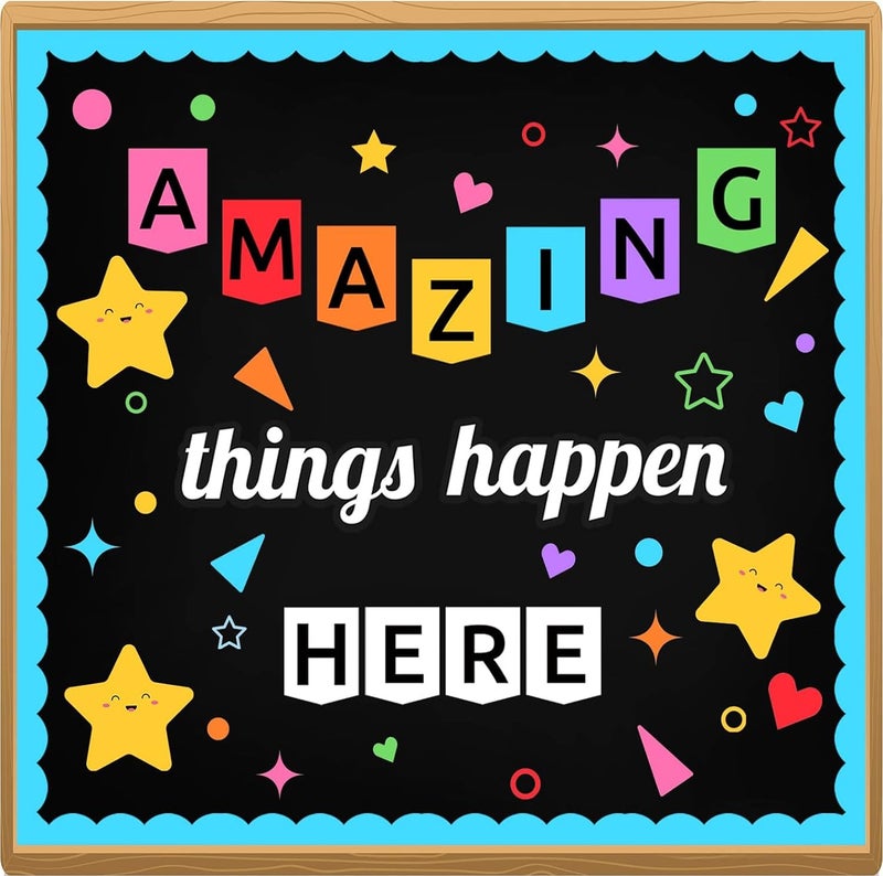 LioNergy Classroon Bulletin Board Decoration Set Welcome Bulletin Board Wall Door Decor for Kindergarten Preschool Elementary Middle School Amazing Things Happen Here
