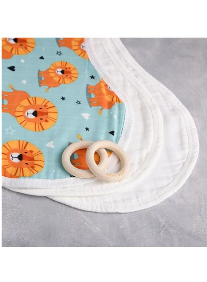 Anvi Baby Set of 3 Organic Bamboo Burp and Bib Cloth Lion hearted