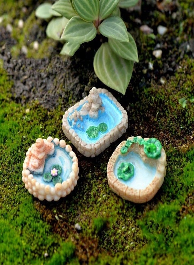 SelHeng Mini Wooden Pile and Blue Resin Pool for Dollhouse Gardens, Vintage Water Scene Decor for Fairy Gardens, Bonsai Displays, Dioramas and Micro Landscapes (1.57 Inch) - Image 2